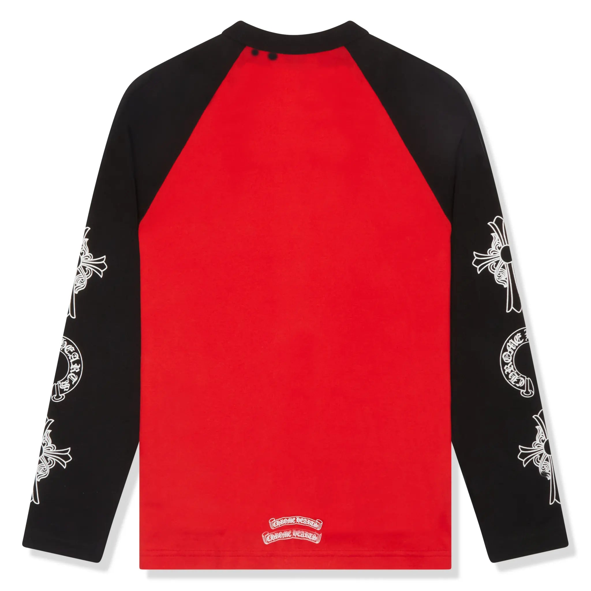 Back View of Preloved - Chrome Hearts Neck Logo L/S Baseball Red Black Shirt 1383 100000107NLBS-RED